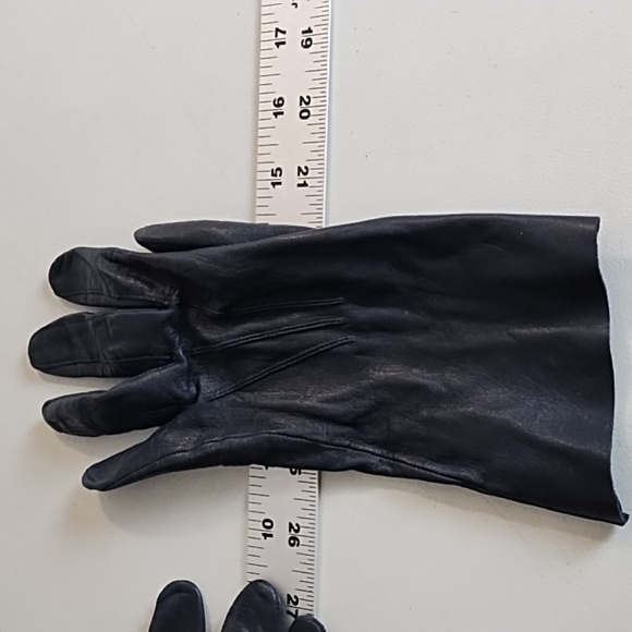 Genuine Soft Supple Thin Leather Driving Gloves Top Detail Dark Nay Blue - Picture 6 of 11